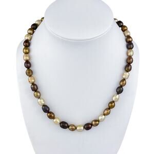 Estate Sterling Silver 925 Silver Gold Copper Pearl Beaded Necklace 18"